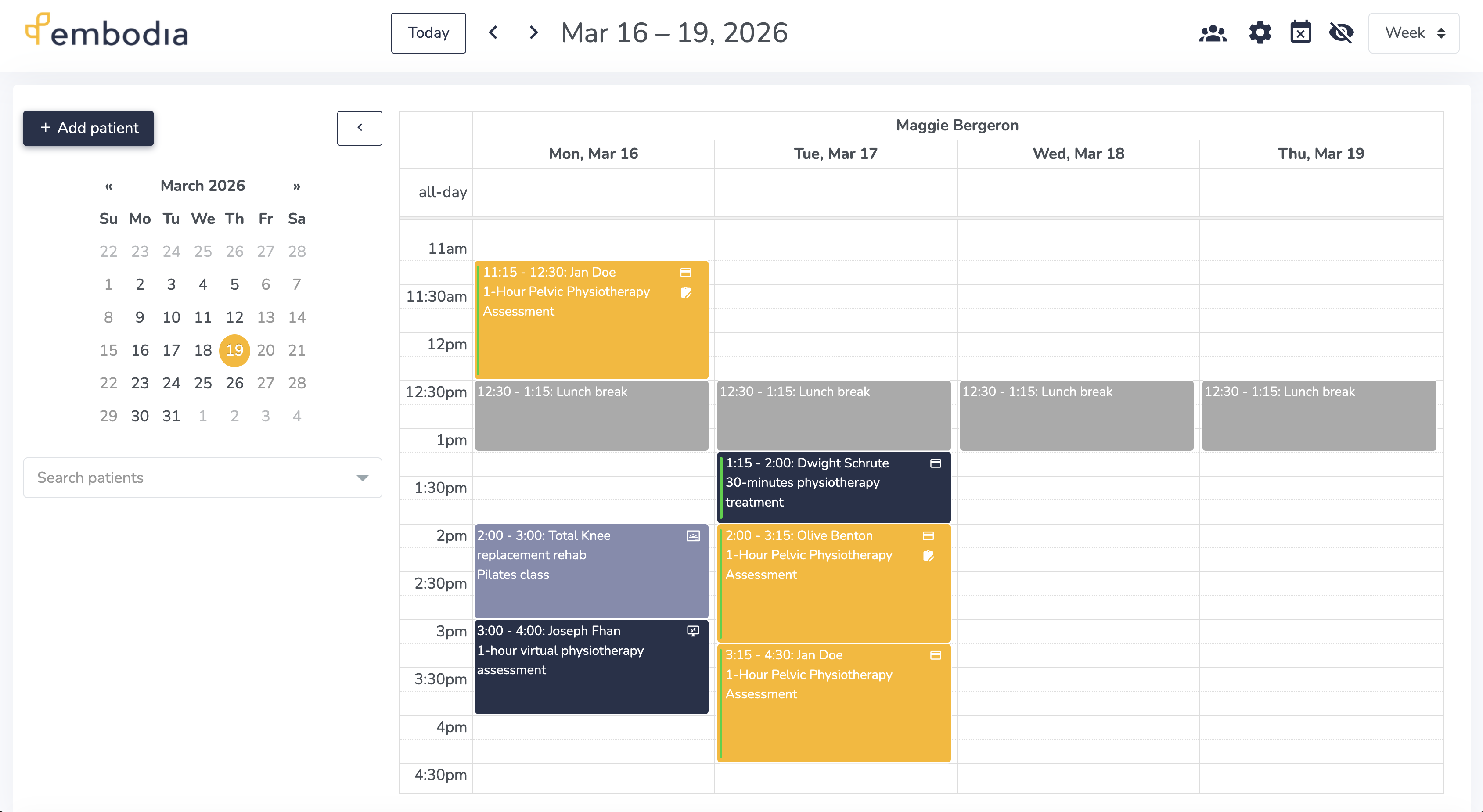 Embodia scheduling calendar